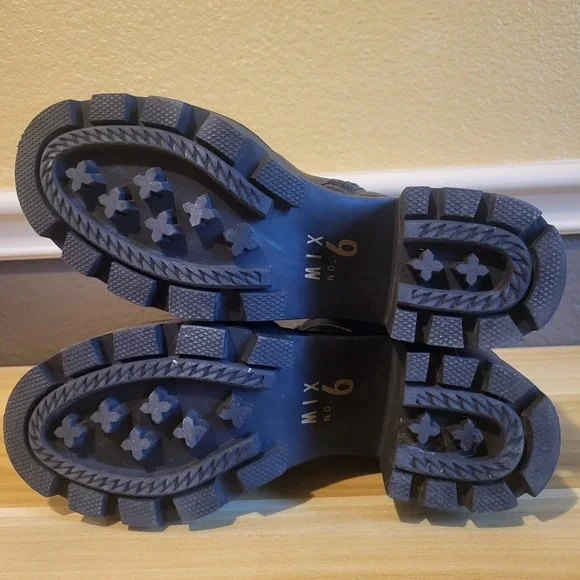 Mix No.6 Boots Valera Lace Up Combat Block Heels Black Faux Leather Women's 8M - Picture 15 of 16